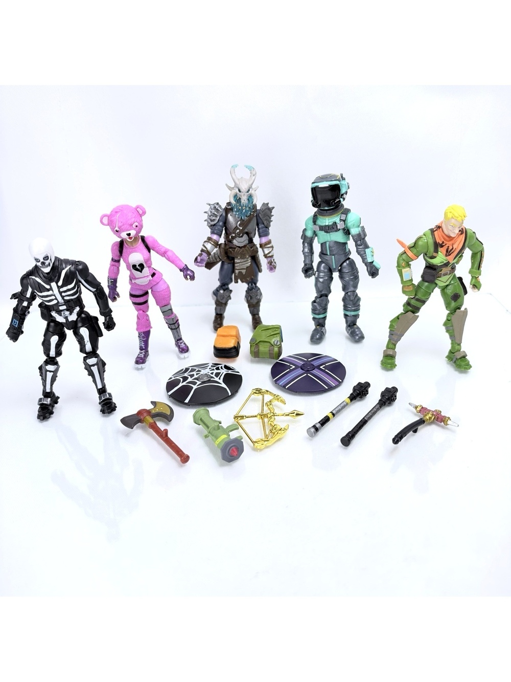 Jazwares Fortnite Figure Lot 4" Skull Trooper Toxic Trooper + Accessories